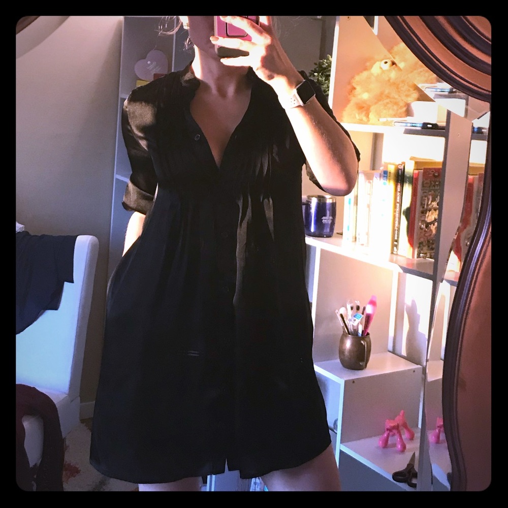 Satin Shirt Dress